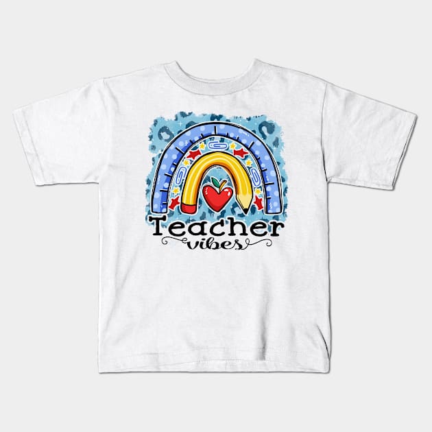 Teacher Vibes Kids T-Shirt by patelmillie51